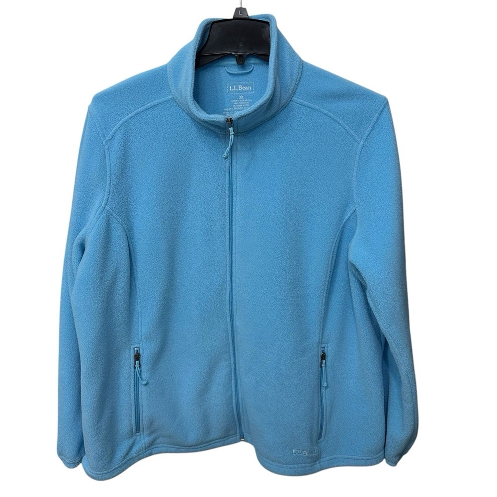 LL Bean Women's Fleece Jacket Size 3XL Sky Blue Polartec Cozy Warm Campcore